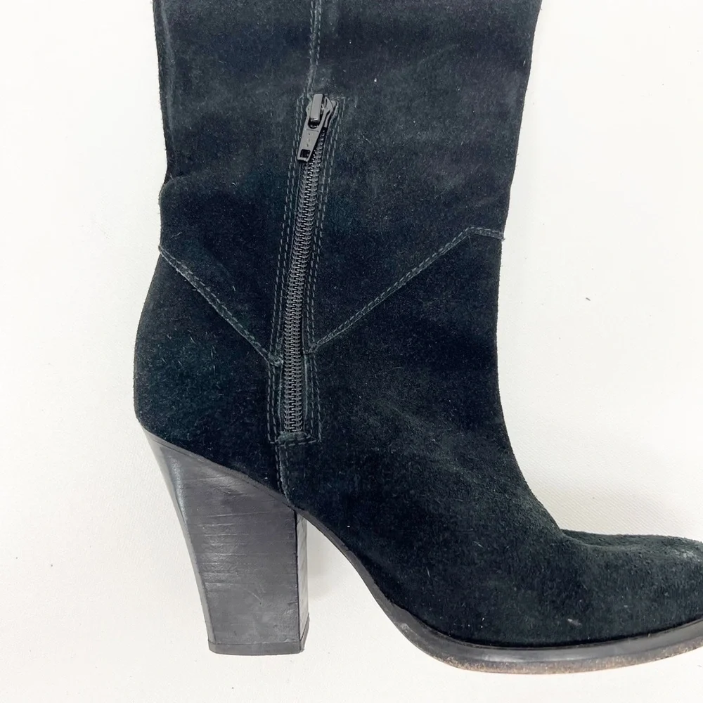 Maje Giuliana Over The Knee Suede Leather Black Heeled Boots 36 - Picture 4 of 7